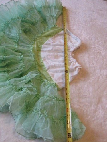 Vintage Tulle Square Dance Rockabilly Petticoat White & Green Skirt - Picture 6 of 6