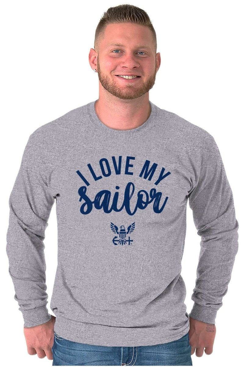 US Navy Seal Anchor Logo I Love My Sailor Long Sleeve T Shirt Tees