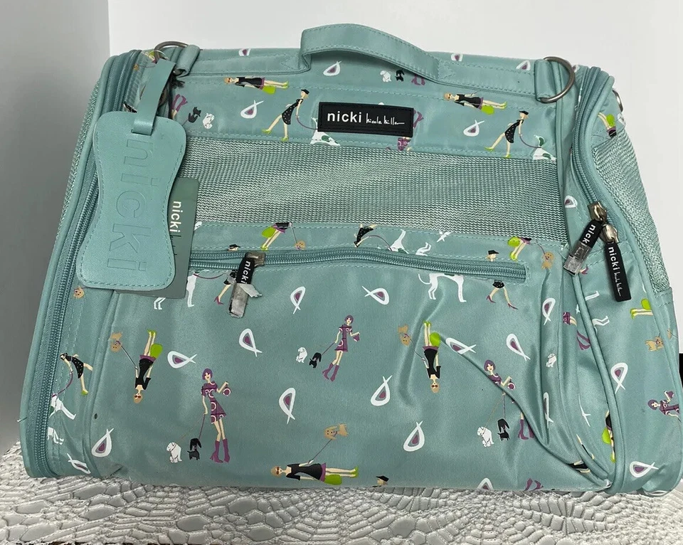 Mochila Bolso Porta Mascotas Nicole Miller Best In Show Suave Pequeño Animal Verde Nueva con Etiquetas Foto 4 de 4