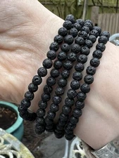 Lava Stone Crystal Beaded Bracelet 4mm