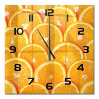 Glasuhr Als Dekorative Glas-Wanduhr Orangenscheiben Schwarze Zeiger 60X60 Cm