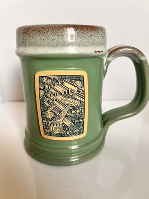 Deneen Pottery Bones Coffee 12 0z  Mug Milk Invaders From Chocolate Space Green