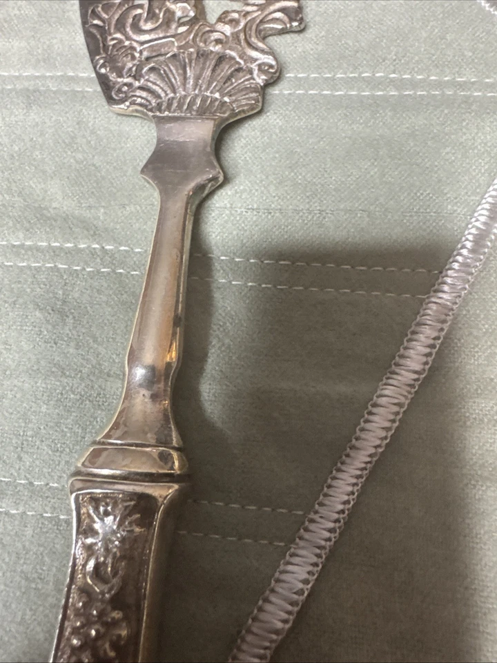 Hollow Handle Fish Floral Silverplate Large Serving Knife 11.5 - Image 3 of 4