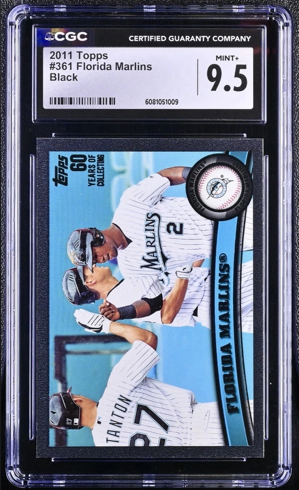 2011 Topps Florida Marlins Black Parallel /60 #361 CGC 9.5 Mint+ - Image 2 of 3