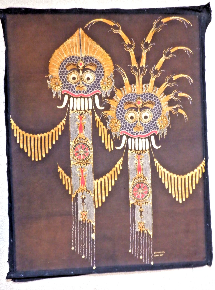 60s ヴィンテージ バティック 額装 ろうけつ染め Vintage Batik Indonesian Batik In Indonesian Collectibles (1900-Now) for sale | eBay
