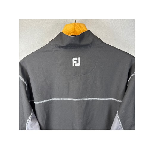FJ FootJoy Men Size L Golf 1/2 Zip Pullover Jacket Black Windbreaker Lightweight - Picture 8 of 11