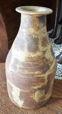 Vintage Multi colored brushed Brown Vase  Studio Art Pottery 7''T X 4''W