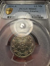 Germany 1914 A 1/2 Mark PCGS MS63 Beautiful Toning