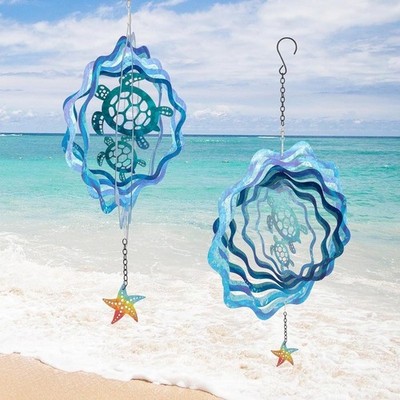 Metall für Garten Wind Spinner 3D Küsten Design Schildkröte für seestern 30cm x