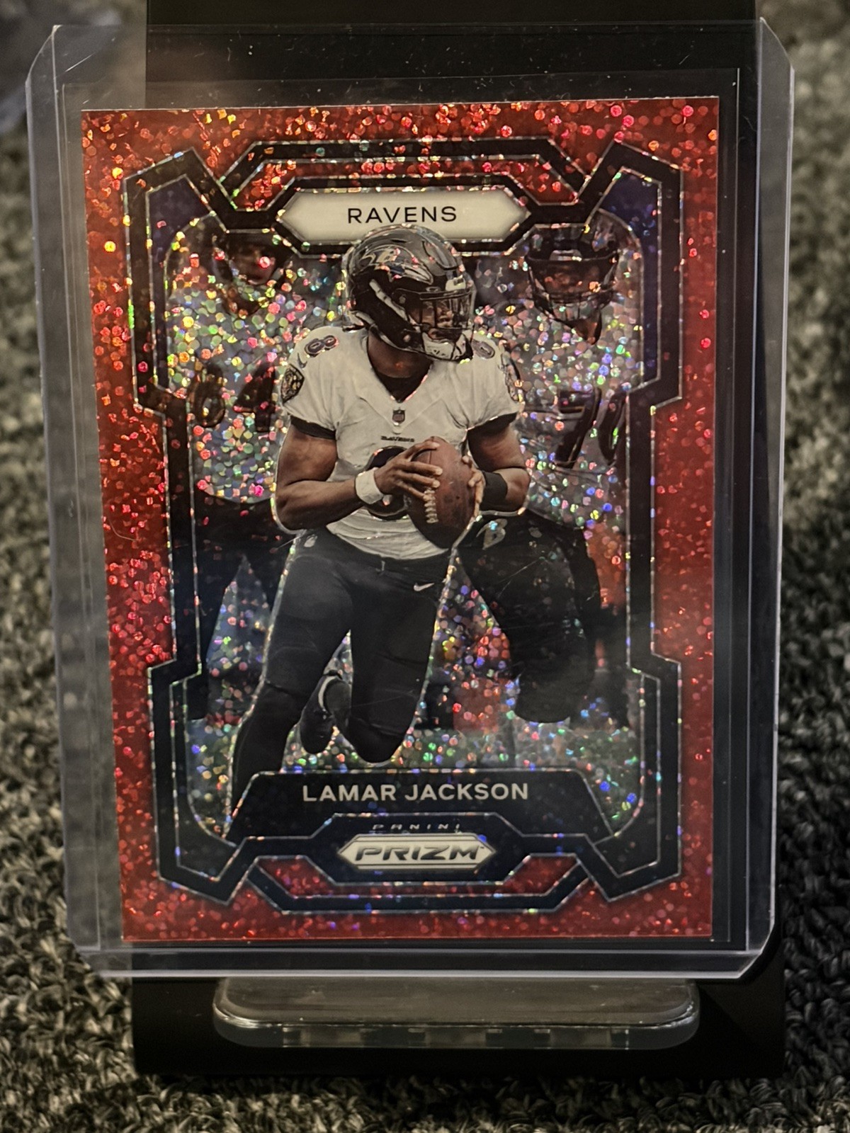 2023 Panini Prizm - Lamar Jackson #18 Red Sparkle Prizm