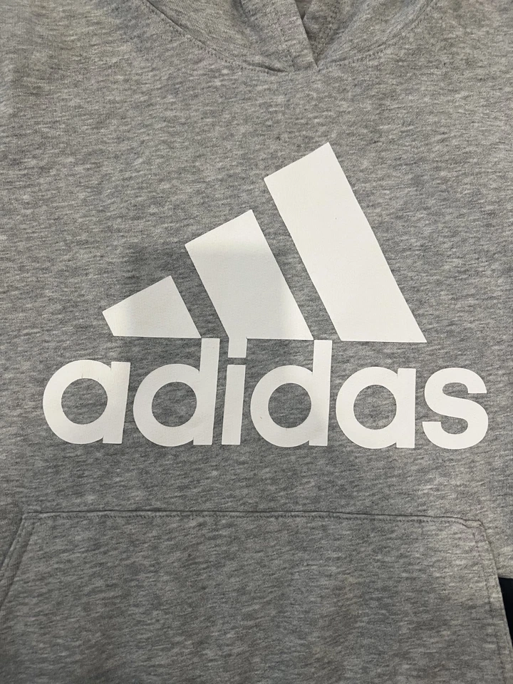 Adidas Hoodie Boys M 10-12 Gray Black and White Sweatshirt  3 Stripes Youth - Image 3 of 4
