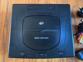 Sega Saturn black console system + Saroo cartridge + wireless controller lot