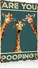Are You Pooping Tin Metal Signs Home D cor Funny Giraffe Wall Decor for Home Bat