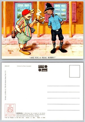 Bermuda Cartoon Postcard Are You A Real Bobby? John Hinde Robin Campbell Humor