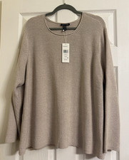 NWT $248 Eileen Fisher Dove Pruvian Organic Cotton Crepe Sweater 2X