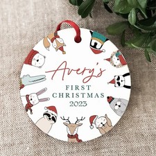 Baby's First Christmas Ornament 2025 Personalized Baby's 1st Christmas Orname...