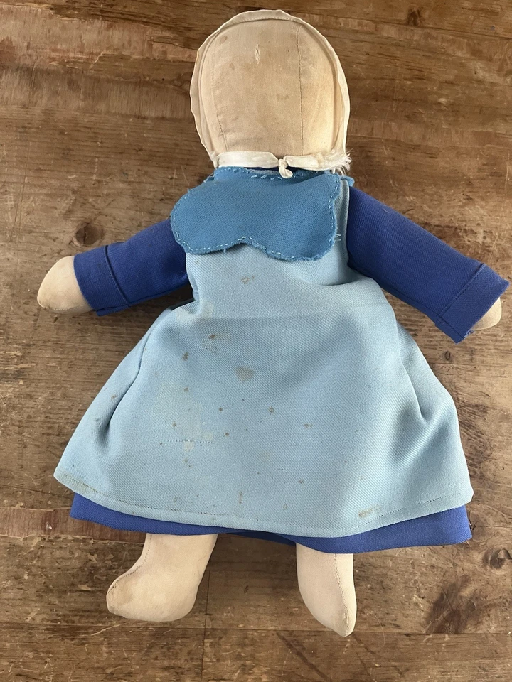 "Muñeca Amish vintage de 14"" hecha a mano con descripción de fabricantes ropa tradicional" Foto 4 de 4