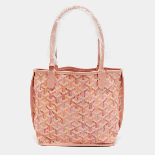 Goyard Anjou Mini Pink Goyardine Coated Canvas and Leather Tote