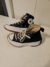Converse All Star Hike Women 7.5 Black White Canvas High Top Shoes Chuck Taylor 