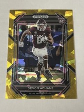 Devon Achane 2023 Panini Prizm Draft Picks Gold Cracked Ice Prizm RC Dolphins
