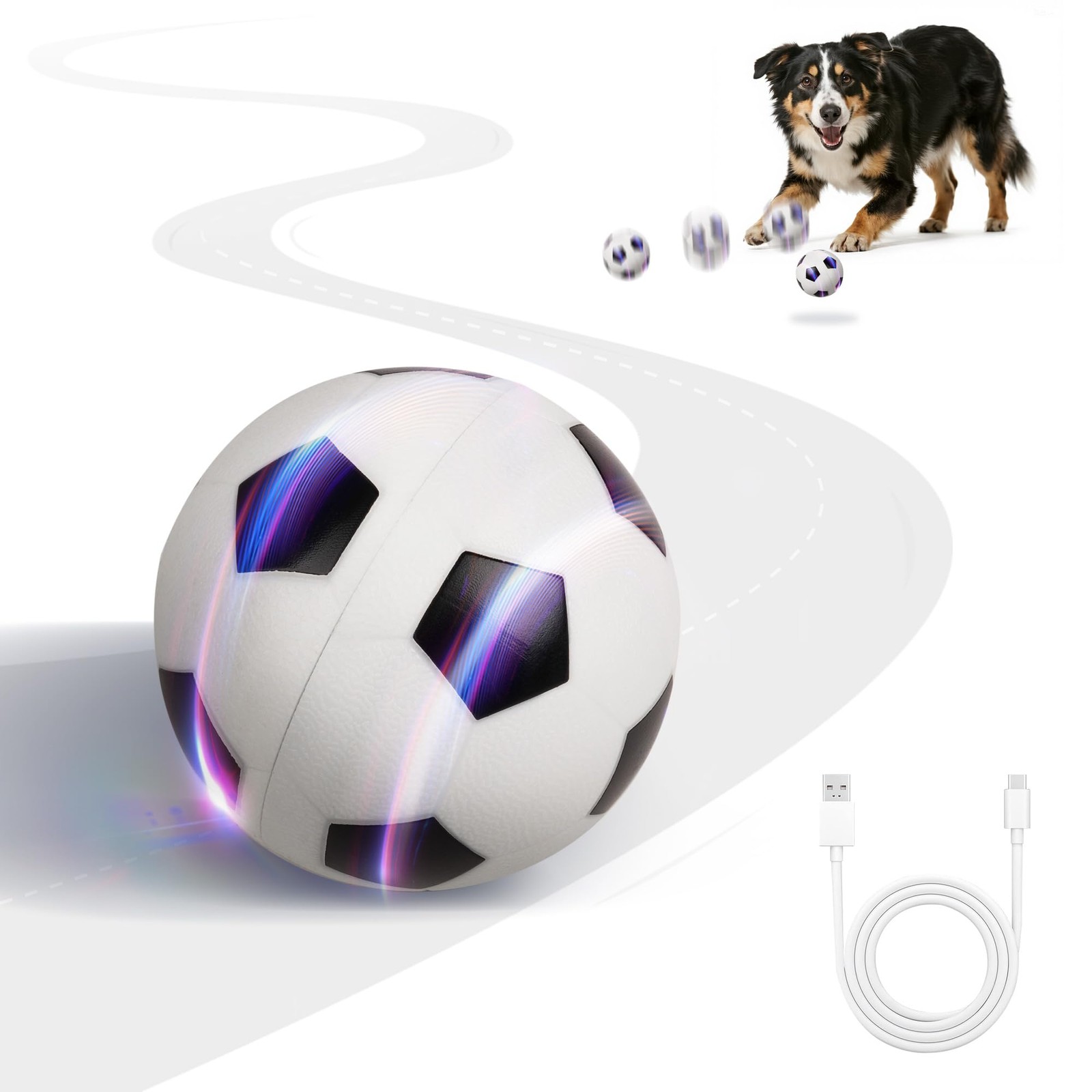 Balle interactive pour chien - Ballon football de sport pour canaliser l'énergie