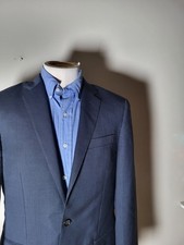 38R Slim J.CREW Ludlow Blue On Black Tollegno Wool Tweed Check Blazer Jacket