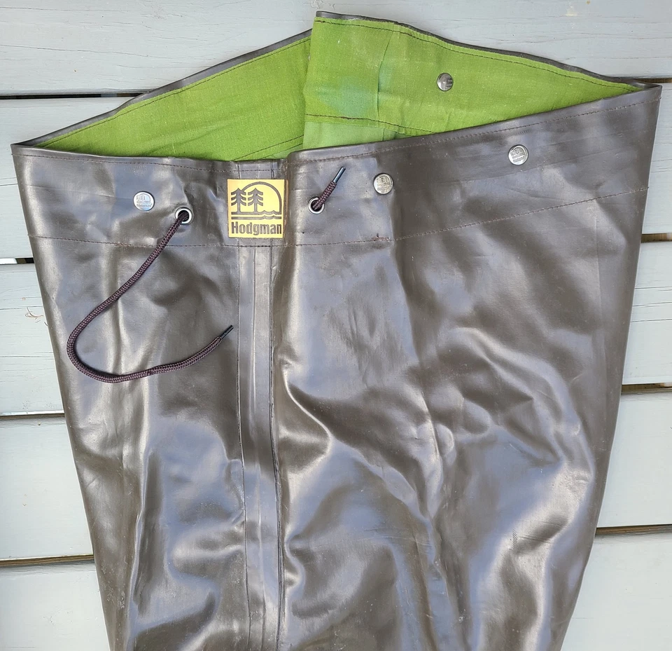 Vtg Hodgman Stearns W102 brown fly fishing boot leg waders w rubber sole, size 8 - Image 2 of 4