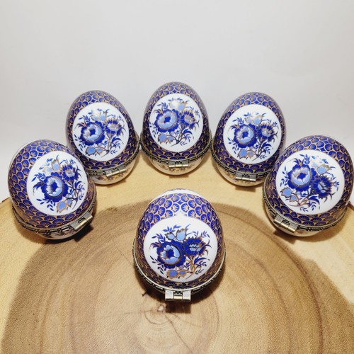 6 Vintage Böhmisches Porzellan Blumen Ei Schmuckschatulle ** SIEHE DETAILS ** - Bild 14 von 18
