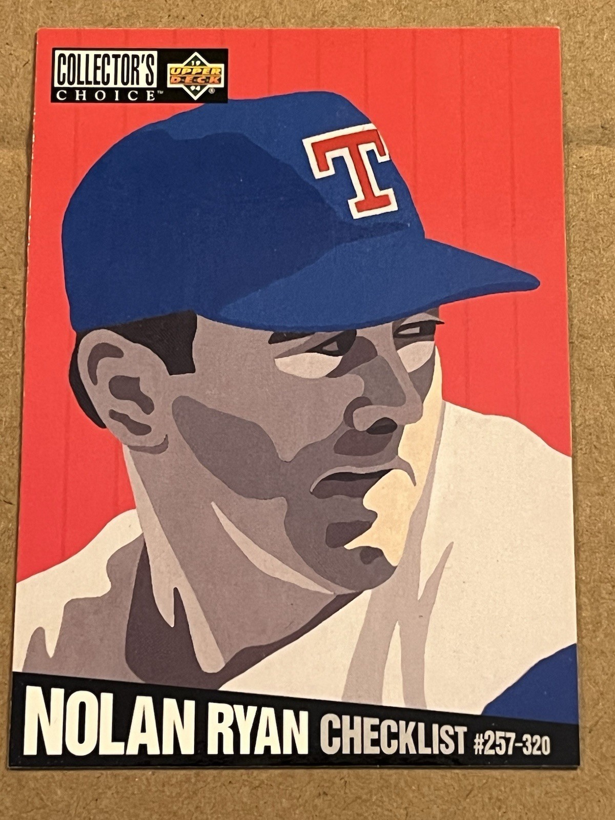 1993 UPPER DECK COLLECTOR'S CHOICE - CHECKLIST - NOLAN RYAN RANGERS  #320