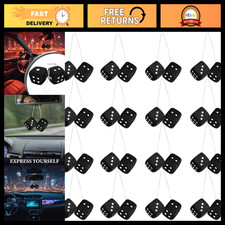 16Pcs Fuzzy Plush Dice for Car Mirror - 2.73  Black Retro Hanging Accessories