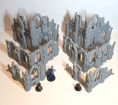 TERRAIN4PRINT-PARTSANDPROPS Large Wargaming Terrain Ruined City Set Compatible with Warhammer 40k AoS DnD