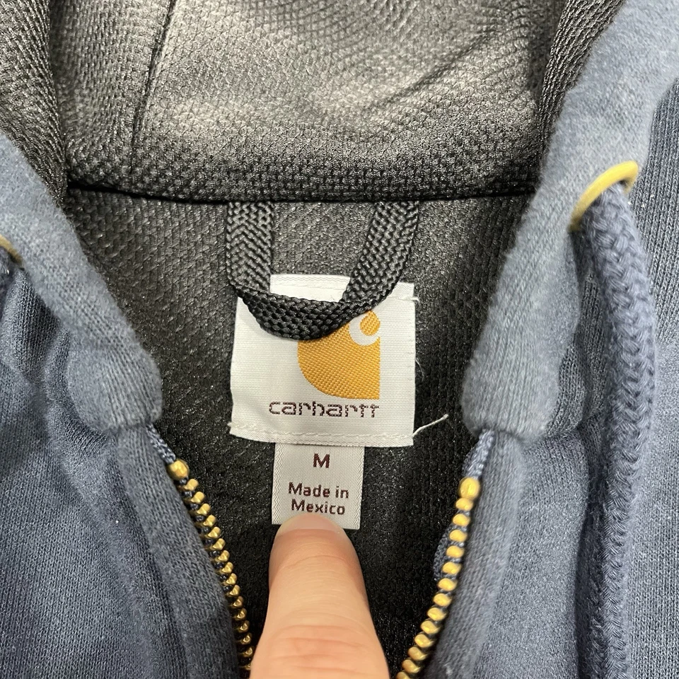 Carhartt Sudadera con Capucha Para Hombres Mediana Azul Sudadera Defensor de la Lluvia Ropa de Trabajo Cremallera Original Foto 4 de 4