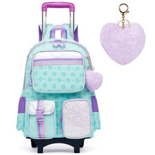 Kids Rolling Backpacks for Girls with Wheels Roller Trolley Backpack for Element