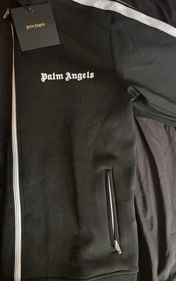 Palm Angels Men's Black/White Striped Full-Zip Track Jacket S, Zipped Pockets