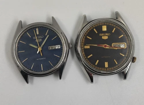 Lot of 2x Seiko 5 Japan 6309 Automatic 17 Jewel Movement Vintage Men Wrist Watch