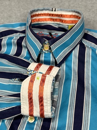 Robert Graham Shirt Mens Extra Small Colorblock Tailored Fit Designer Heavy - Picture 1 of 9