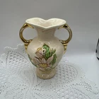 Vintage Hull Art Pottery Magnolia Double Handle 5.5in Vase Pink&Gold