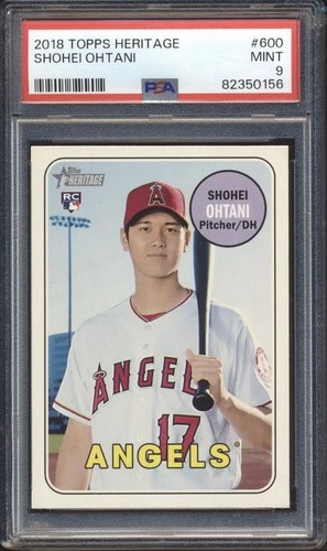 2018 Topps Heritage Baseball Shohei Ohtani ROOKIE #600 PSA 9 DODGERS MINT