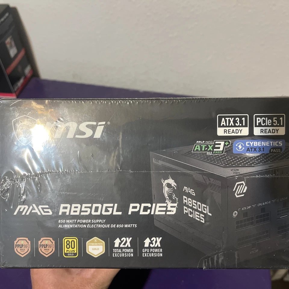 MSi MAG A850GL PCIe5 850 Watt, ATX3.1, PCIe5.1, 80 PLUS GOLD -Sealed - Image 4 of 4