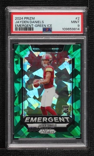 2024 Panini Prizm Emergent Green Ice Jayden Daniels #2 PSA 9 MINT Rookie RC