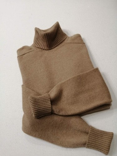 Vintage Christian Dior Monsieur Turtleneck Cashmere Wool Sweater Camel Tan M