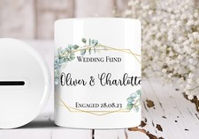 Eucalyptus Wedding Fund Personalised Ceramic Money Box Engagement Gift Idea