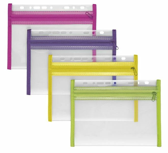 4x A5 Veloflex Prospekthülle Dokumentenhülle 200my mit Reißverschluss 4350000