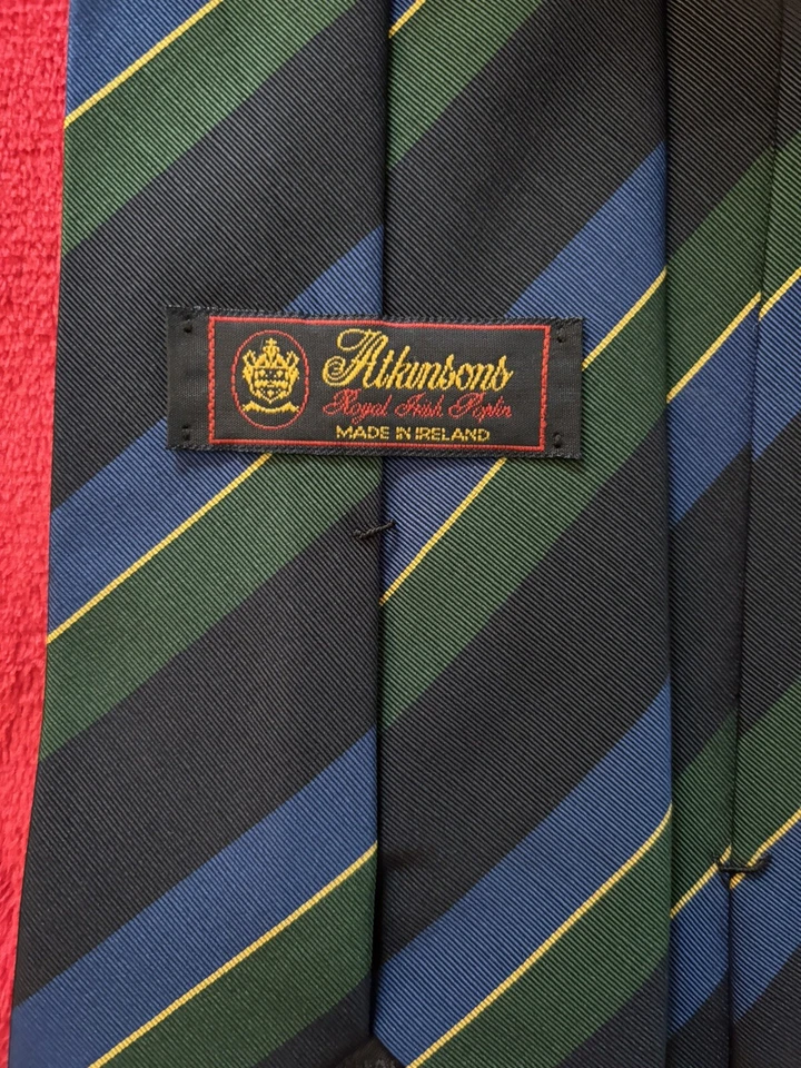 NWOT Atkinson’s Royal Irish Poplin Tie Silk/Wool Stripes 3.75 x 57 Ireland - Image 2 of 4