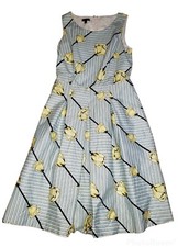 Talbots Aline Dress Size 2 Stripes Flowers Sleeveless Party Business Casual