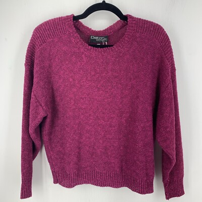 Dalton Sport Vintage Womens Large Cropped Sweater Linen Cotton Shoulder Pads NEW