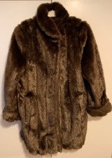 Dennis Basso Ladies Faux Fur Coat Size L