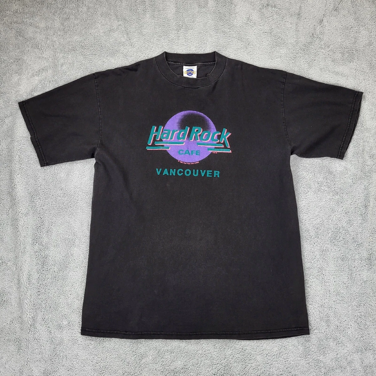 Hard Rock Cafe Vancouver T Shirt Adult XL Black Print Vintage 80s Canada