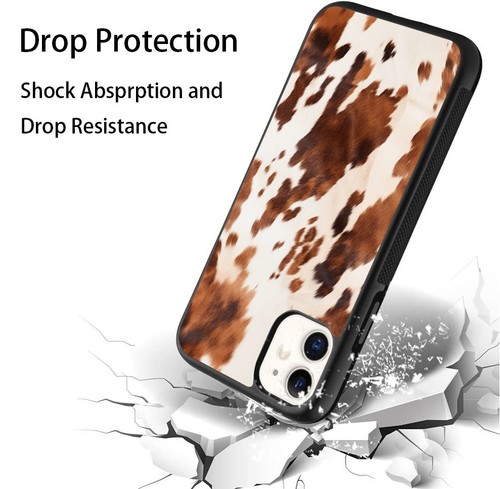 For Samsung Galaxy Apple iPhone Bedazzled Case cowhide brown fabric cow - Picture 20 of 25