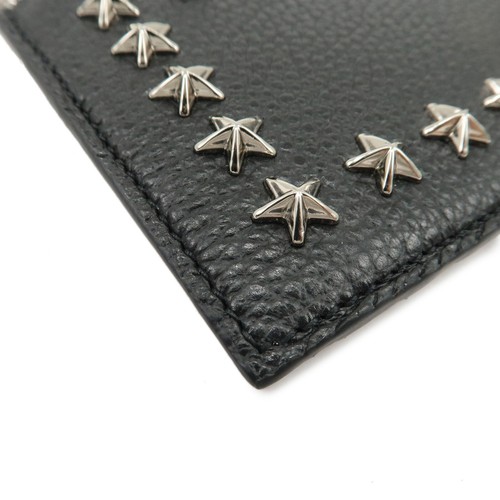 Authentic JIMMY CHOO Star Studs Leather Card Case Fragment Case Black Used F/S - Picture 5 of 12